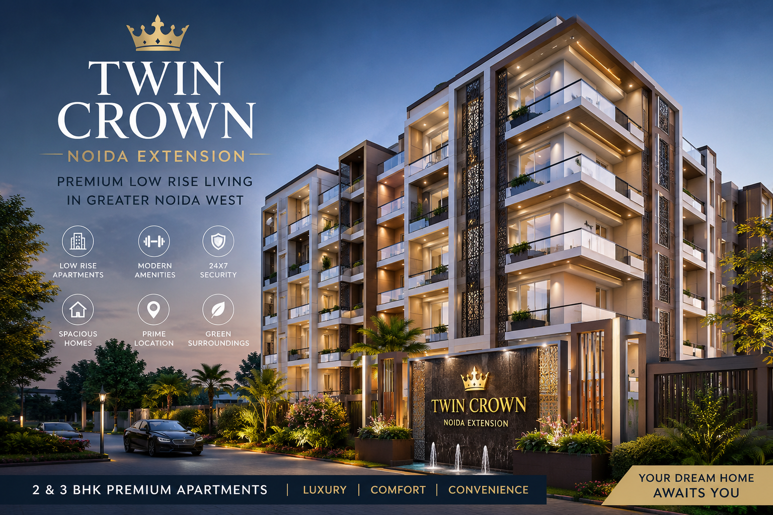 Twin Crown Noida Extension – Premium Low-Rise Living in Greater Noida West